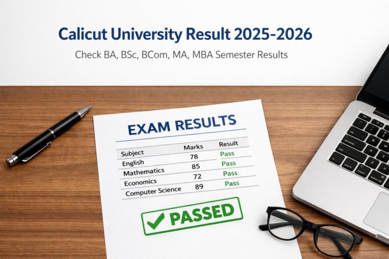 Calicut University Result 2025-2026 - Check BA, BSc, BCom, MA, MBA Semester Results