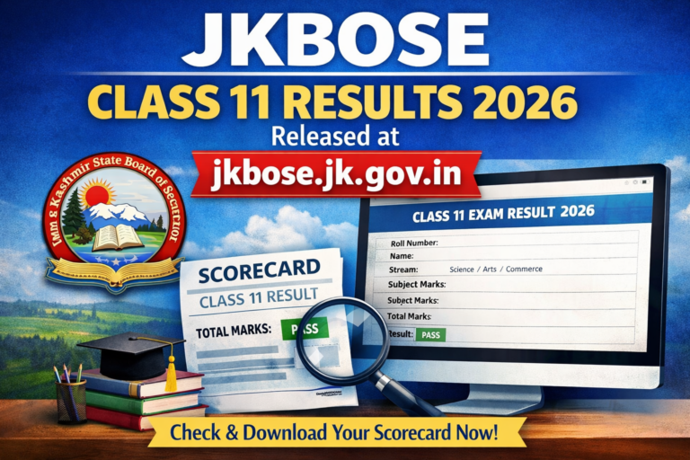 JKBOSE Class 11 Results 2026 Released at jkbose.jk.gov.in