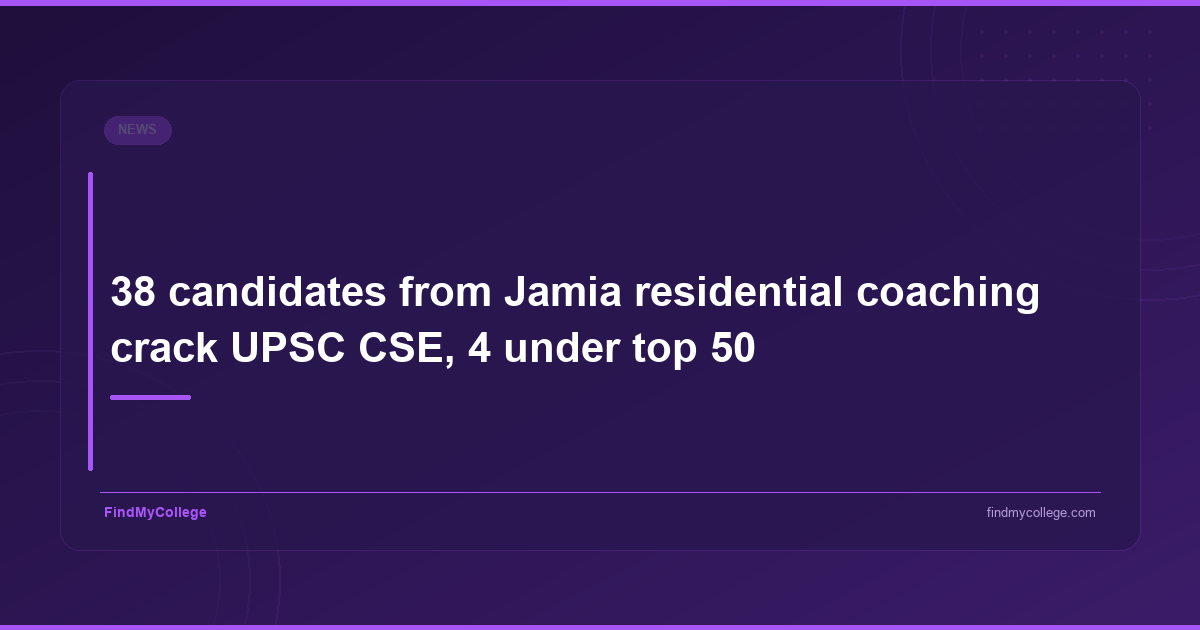 38 candidates from Jamia residential coaching crack UPSC CSE, 4 under top 50 - featured image