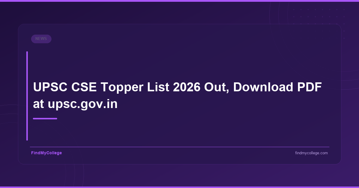 UPSC CSE Topper List 2026 Out, Download PDF at upsc.gov.in - featured image